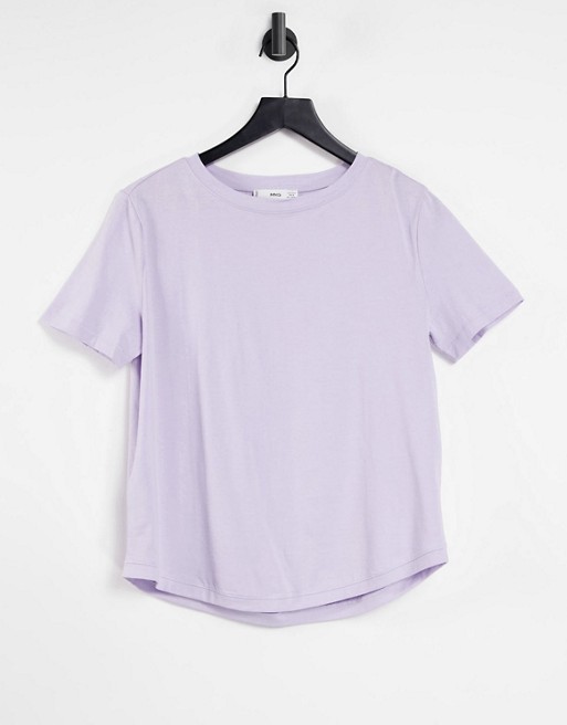 Mango cotton crew neck t-shirt in lilac - PURPLE