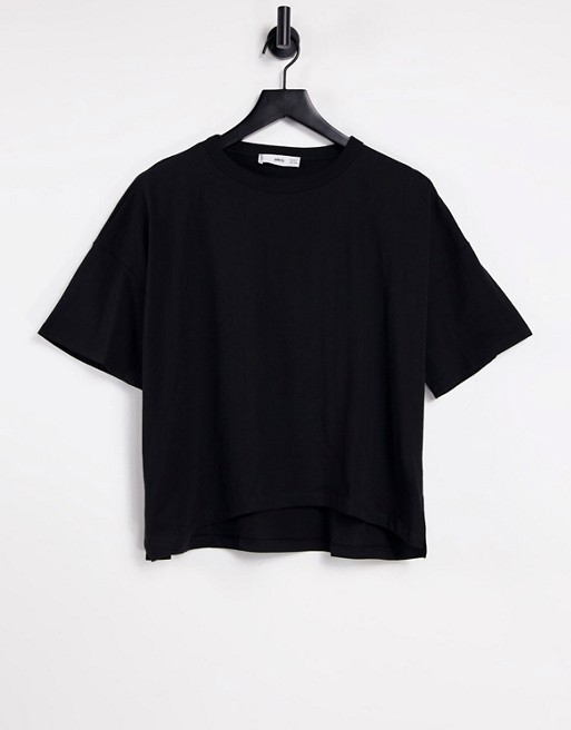 Mango organic cotton oversized t-shirt in black