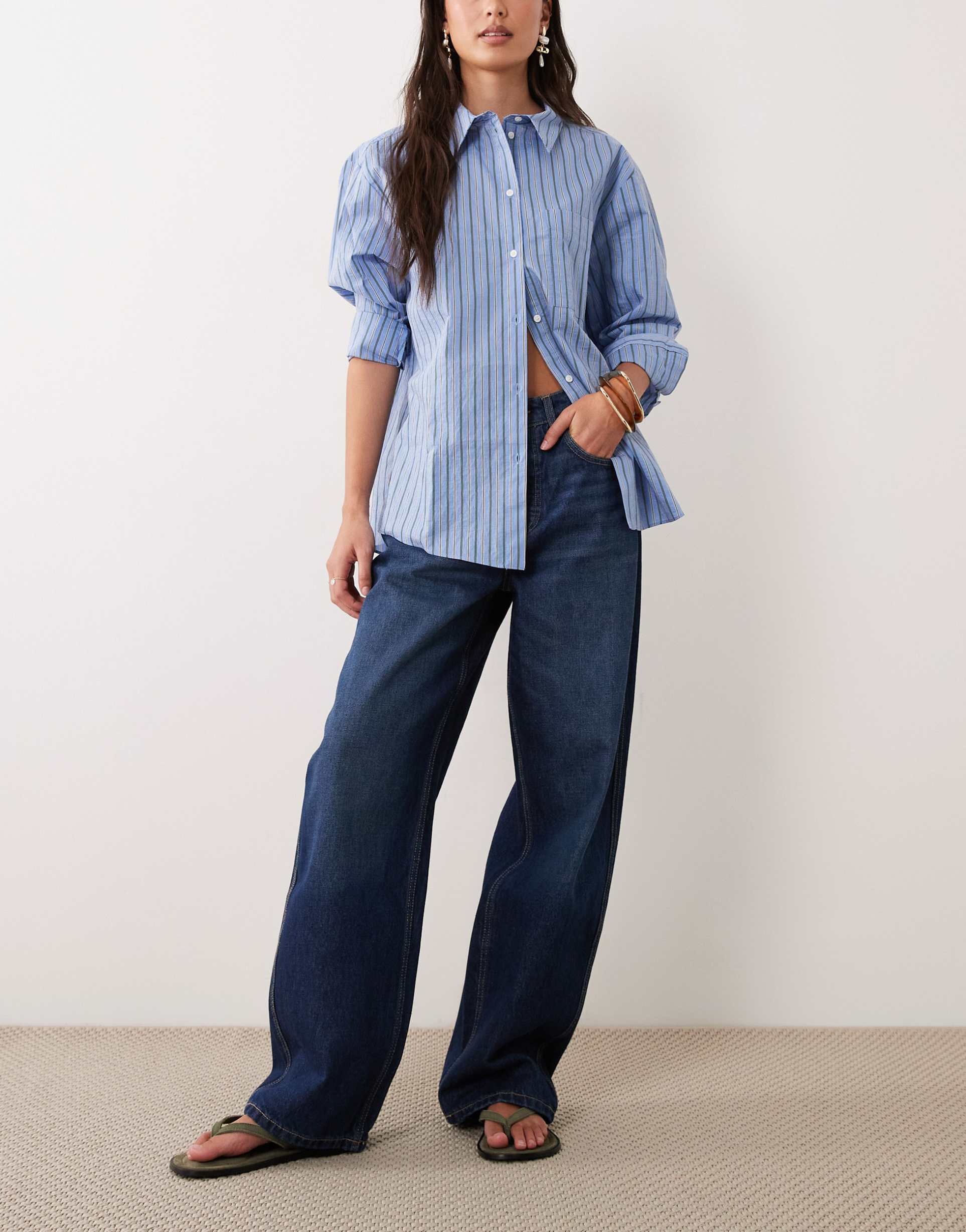 mango orlando 100% cotton straight leg jeans in dark blue