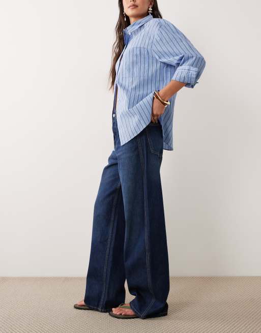 Mango – Orlando – Mörkblå, raka jeans i 100% bomull, 3 av 5