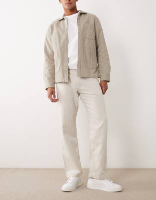 Mango Otto Linen Blend Relaxed Fit Jeans In Neutral