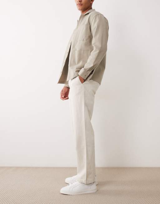 Mango Otto linen blend relaxed fit jeans in ecru, 3 of 5