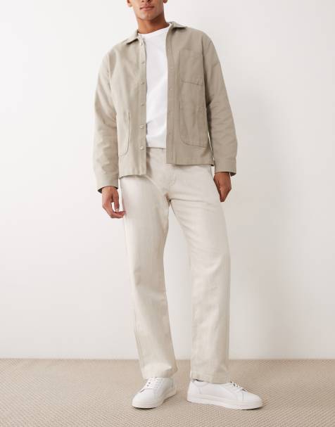 Mango – Otto – Naturvita, avslappnade jeans i linnemix - view 1