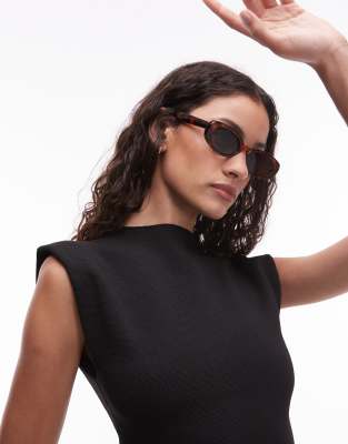 Mango Mango oval frame tortoise shell sunglasses in brown