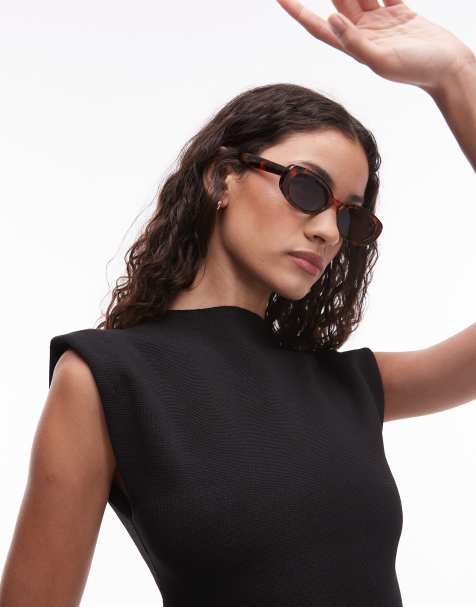 Mango oval frame tortoise shell sunglasses in brown - view 1