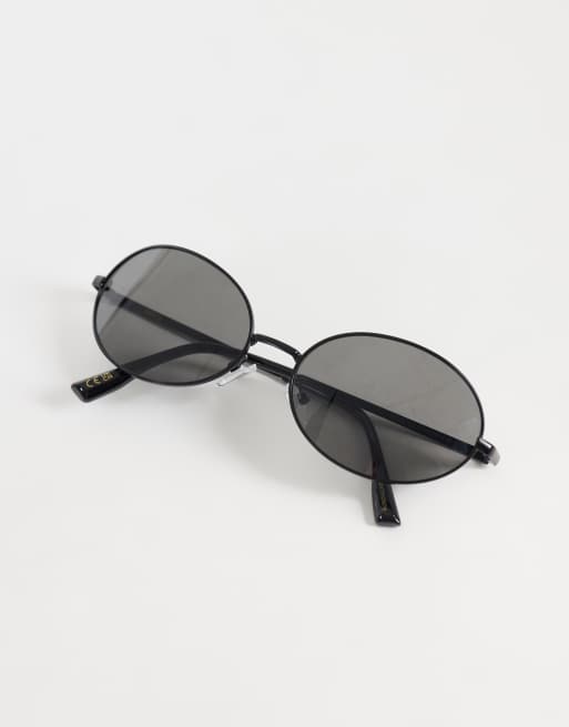 Mango oval metal frame sunglasses in black, 3 of 3