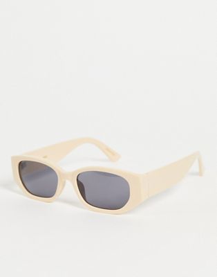 Mango – Ovale Sonnenbrille in Hellbeige-Neutral