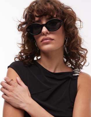 Mango - Ovale Sonnenbrille in Schwarz