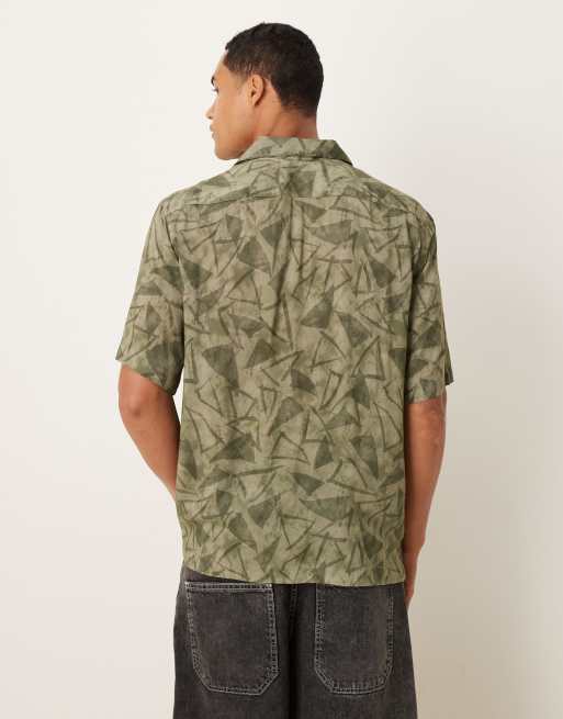 Mango - Overhemd met korte mouwen en print in groen, 3 van 5