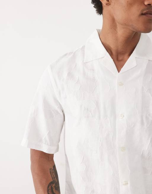 Mango - Overhemd met textuur en bloemenprint in wit, 4 van 5