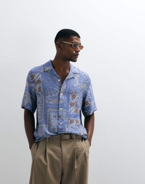 Mango - Overhemd van 100% katoen met retro paisleyprint in blauw - view 1