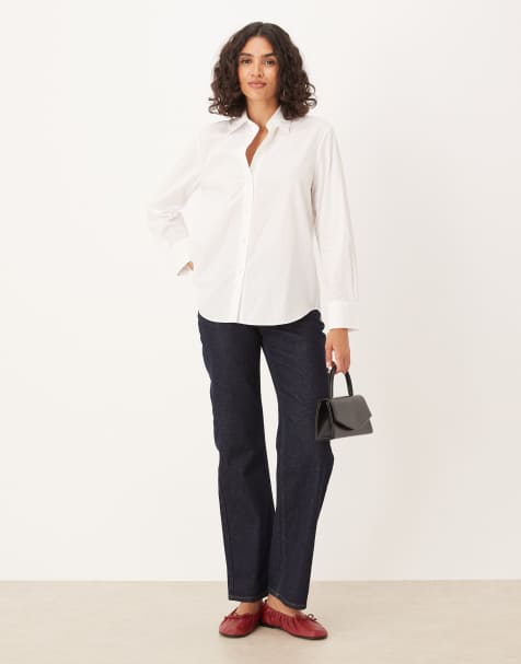 Mango - Overhemd van katoenmix met lange mouwen in wit - view 1