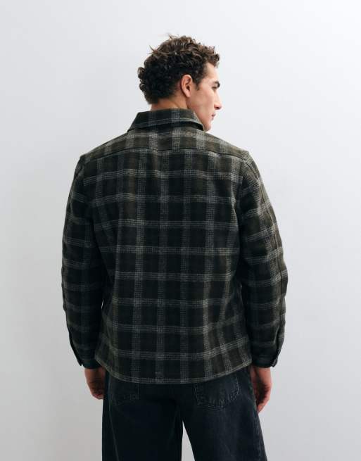 Mango overshirt in green check print , 3 of 5