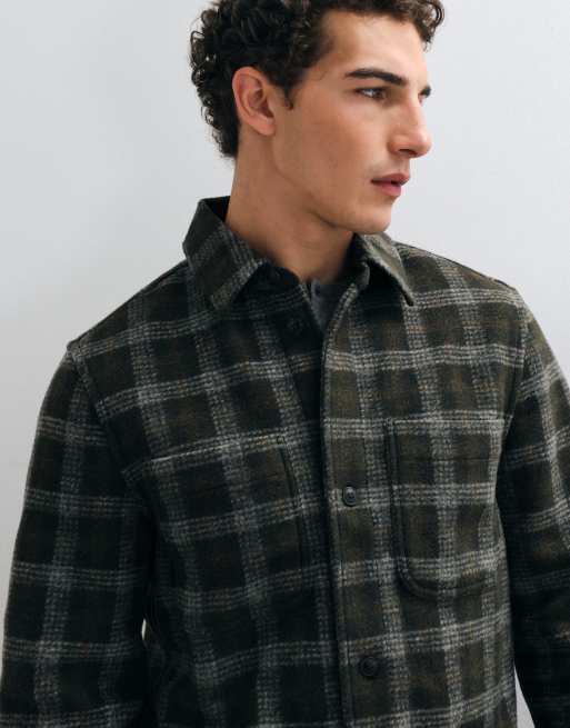 Mango overshirt in green check print , 4 of 5