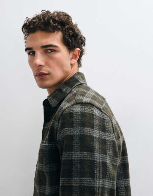Mango overshirt in green check print , 5 of 5