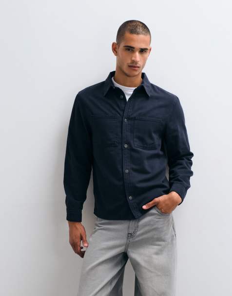 Mango overshirt in navy - view 1