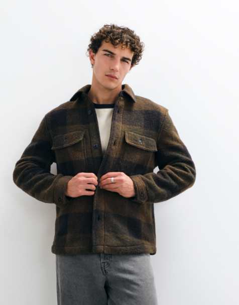 Mango overshirt med brunt rutmönster - view 1
