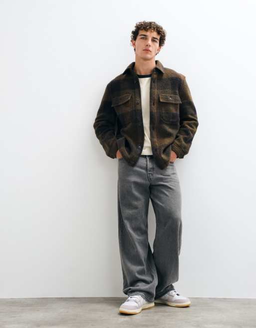 Mango overshirt met bruine ruitprint, 2 van 5
