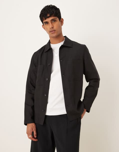 Mango - Overshirt van linnenmix in zwart - view 1