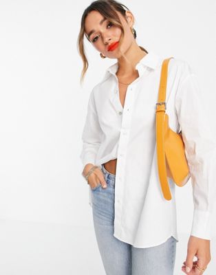 Mango – Oversize-Hemd aus Popeline in Weiß