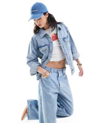 Mango - Oversize-Jeansjacke in Hellblau