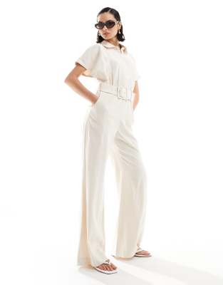 Mango - Oversize-Jumpsuit in Beige mit Gürtel-Neutral