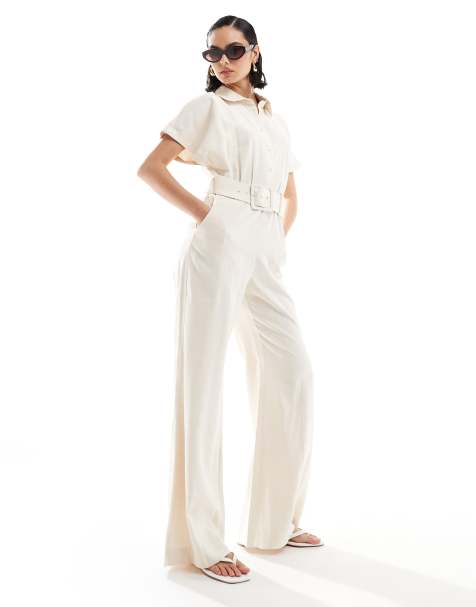 Mango – Oversize-Jumpsuit in Beige mit Gürtel - view 1