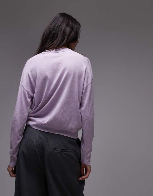 Mango – Oversize-Strickjacke in Flieder ASOS