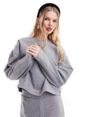 Mango - Oversize-Strickpullover in Grau, Kombiteil