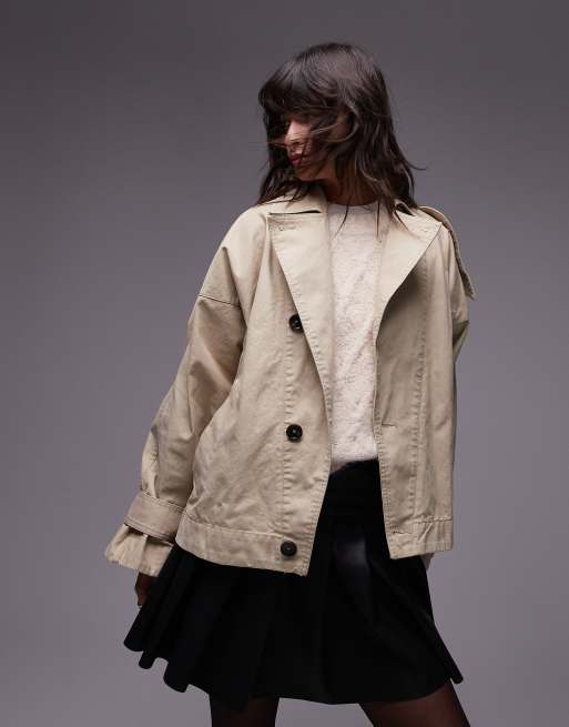 Mango - Oversized beige cropped trenchcoat, 2 af 4
