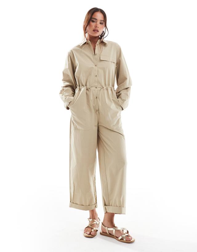 Mango - oversized boilersuit in tan