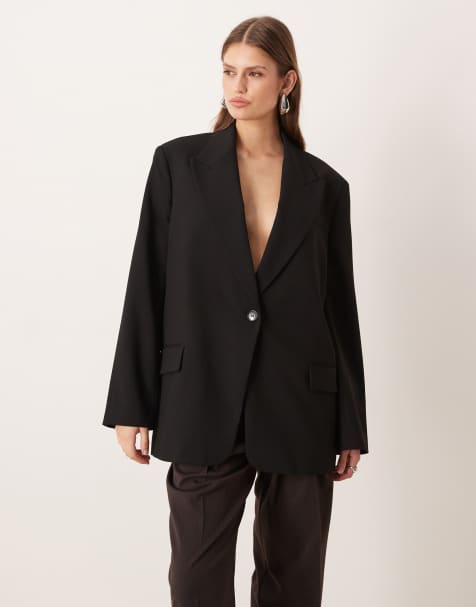 Mango oversized boxy blazer in black - view 1