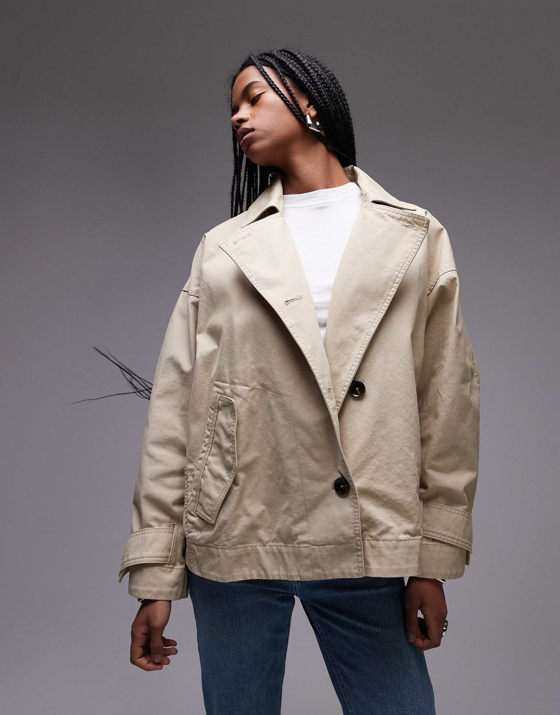 mango oversized boxy trench coat in beige