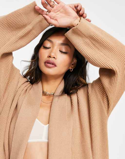 Mango oversized cardigan in camel ASOS