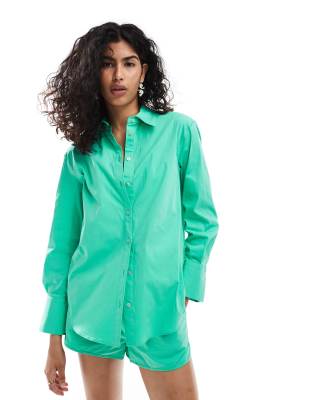 Mango oversized co-ord shirt in green