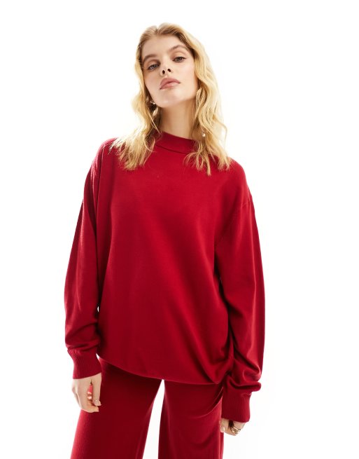 Mango oversized sweat and trouser set in red