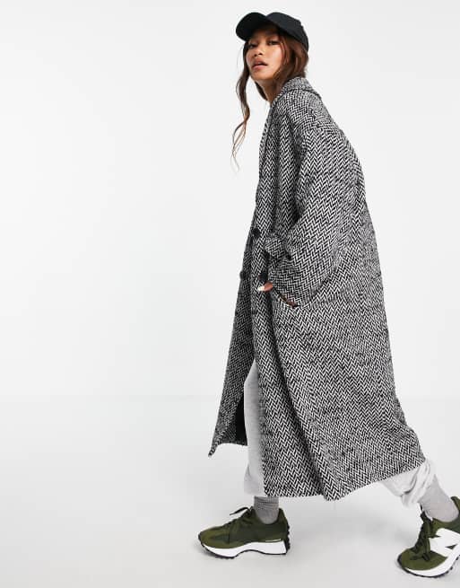 Mango oversized coat in herringbone ASOS
