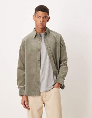 Mango Oversized Corduroy Shirt In Green