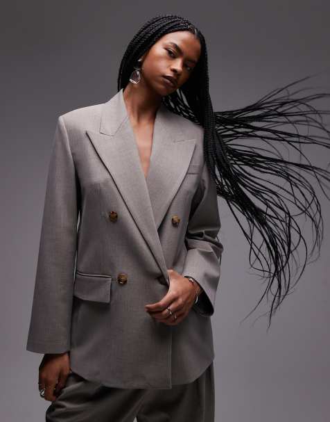 Mango - Oversized double breasted blazer in middenbruin, deel van co-ord set - view 1