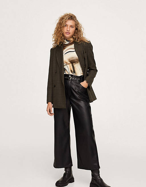 Suits & Separates Mango oversized double breasted winter check blazer in brown 