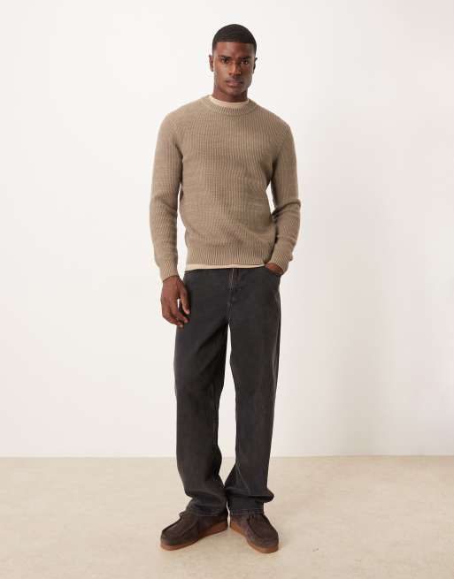 Mango - Oversized gebreide trui in bruin met halsdetail, 2 van 5