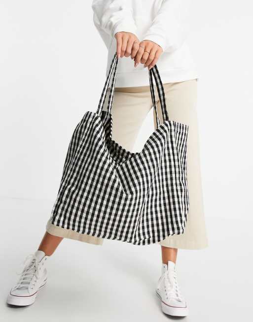 Gingham shop tote bag