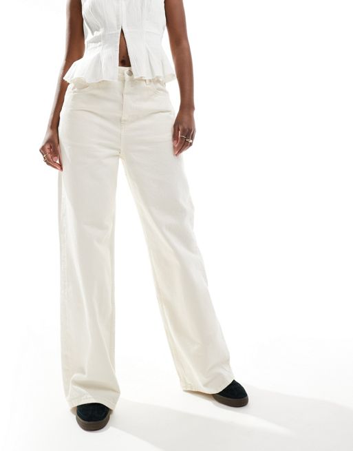 Mango - Oversized jeans met rechte pijpen in wit