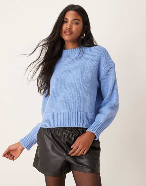 Mango oversized jumper in pale blue - view 1