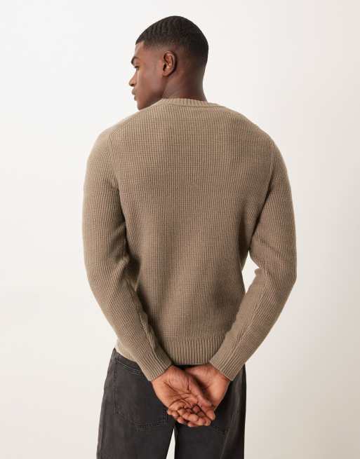 Mango oversized knit sweater in brown with chunky neckline, 3 of 5