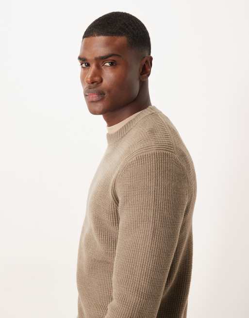 Mango oversized knitted jumper in brown with chunky neckline ASOS