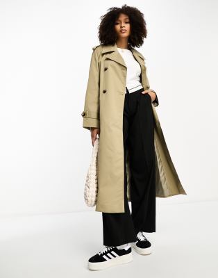 Mango oversized longline trench coat in beige-Neutral