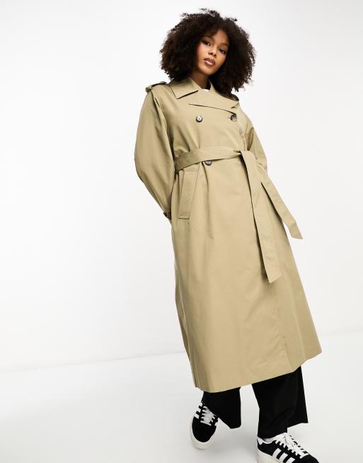 Mango oversized longline trench coat in beige ASOS