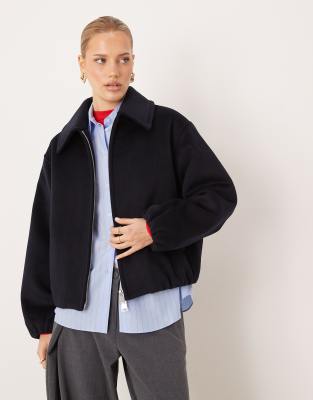 Mango Oversized Puffball Harrington Jacket In Blue