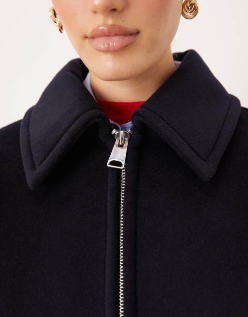 Mango oversized puffball harrington jacket in navy, 3 of 4
